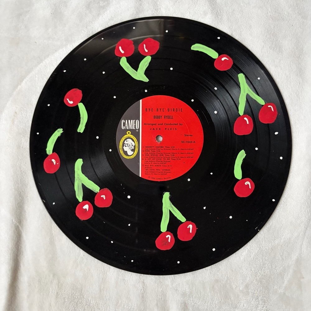 Decorative Vinyl Record with Cherry Design